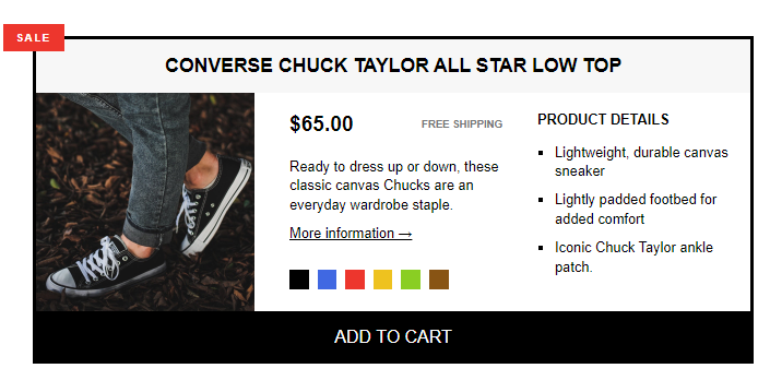 A Commerce Item Example Selling Sneakers